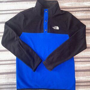 Boys The North Face Glacier 1/4 Snap Blue Black fleece Pullover